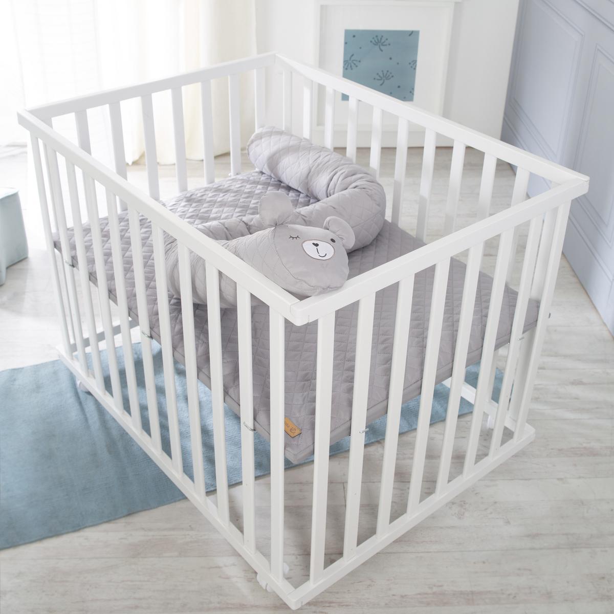 LAUFGITTER inkl. Bettschlange roba Style grau - Multicolor/Weiß, Holzwerkstoff (72.5/72/98cm) - Roba