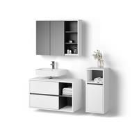 BADMÖBEL-SET Vomano Weiß 3 Teile, mit Midischrank - Weiß, Holzwerkstoff (45/100/60cm) - Livinity®