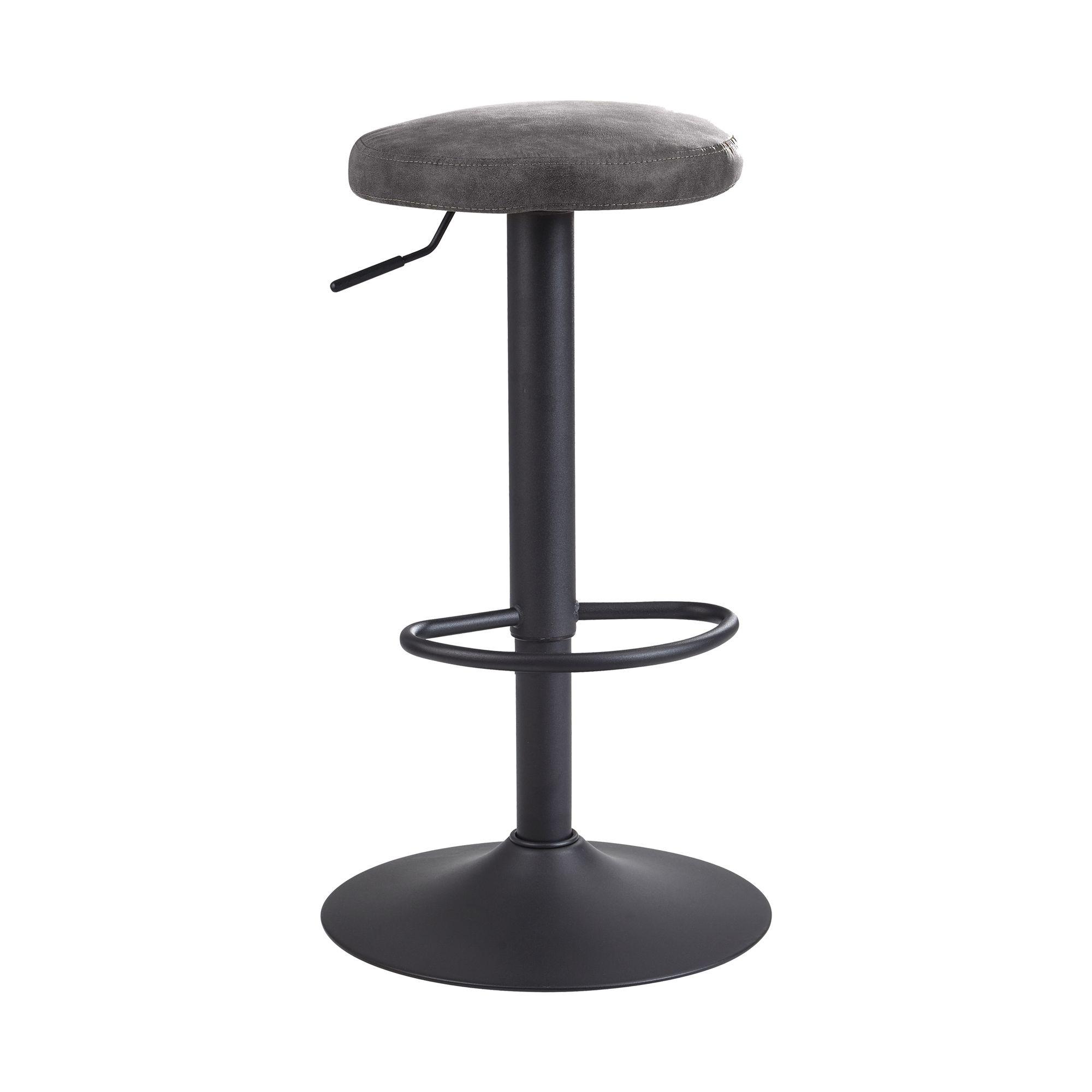 BARHOCKER – Grau, Wildlederoptik, höhenverstellbar, ohne Lehne, 58–79 cm, Stoff/Metall, 100 kg - Anthrazit/Schwarz, Textil/Metall (40/79/40cm) - KADIMA DESIGN