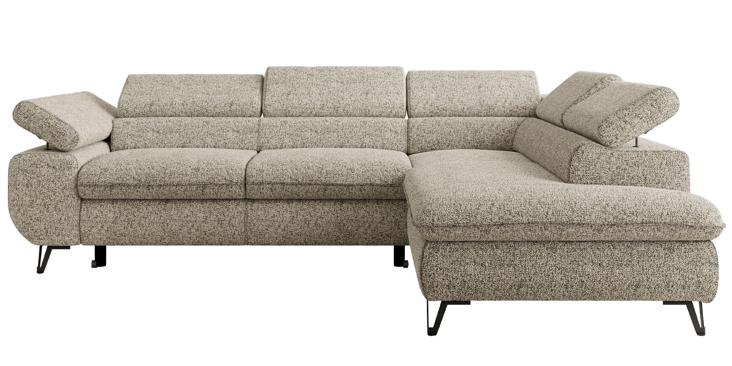 ECKSOFA PABLO L Beige Struktur - Rechts Seite - Beige/Schwarz, Textil/Metall (273/208cm) - MKS