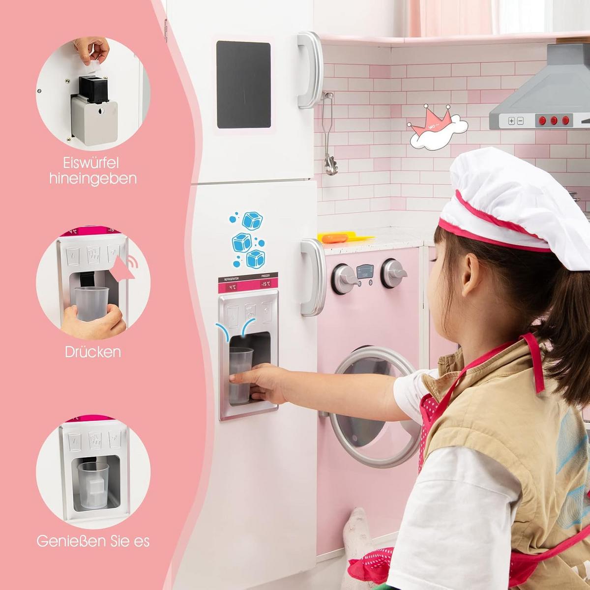 SPIELKÜCHE Eck Pink - Pink, Holz (85/85/84cm) - COSTWAY