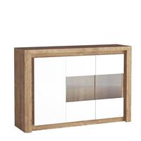 KOMMODE VARUS 144/97,5/40,5cm mit Schubladen 3 Türen Eichefarben - Eichefarben/Weiß, Holzwerkstoff (144/97.5/40.5cm) - MASSENO