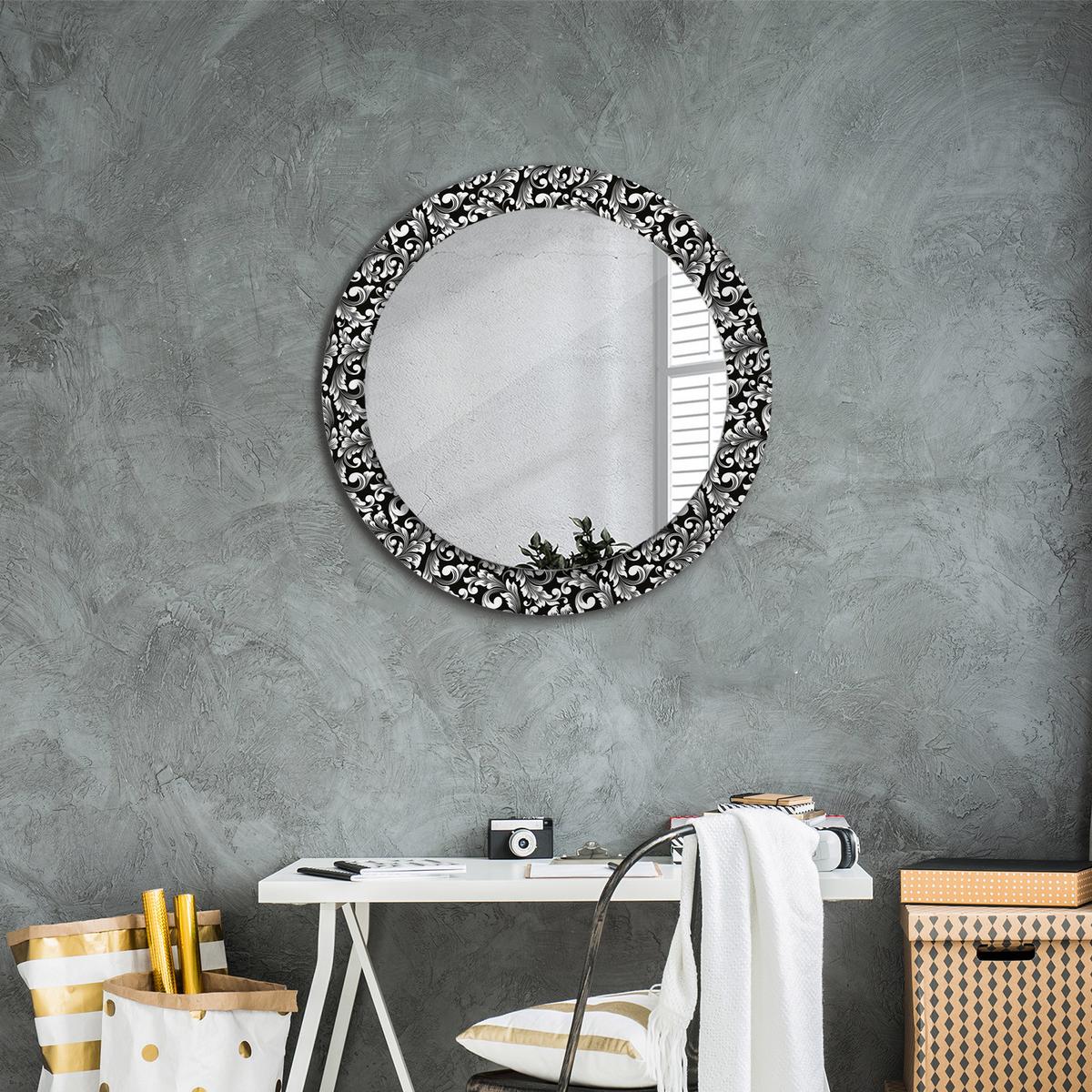 SPIEGEL Rund Ø 70 cm mit Aufdruck - Schwarz/Weiß, Glas (70/70/0.4cm) - Wallfluent
