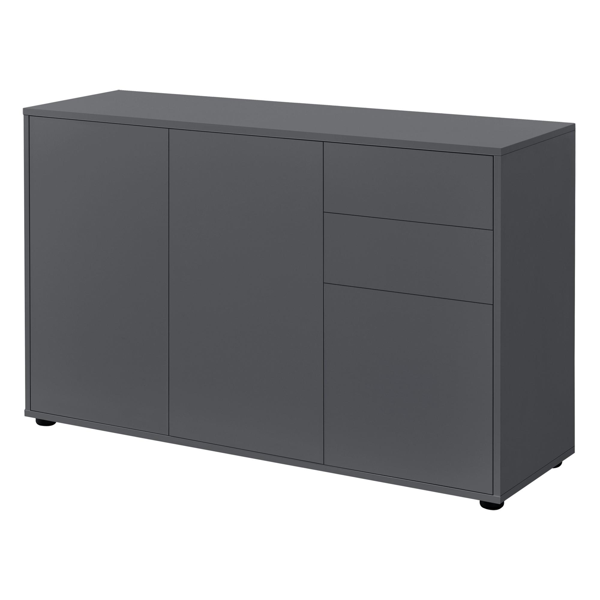 SIDEBOARD Paarl 3-türig - Dunkelgrau, Holzwerkstoff (117/74/36cm) - [en.casa]