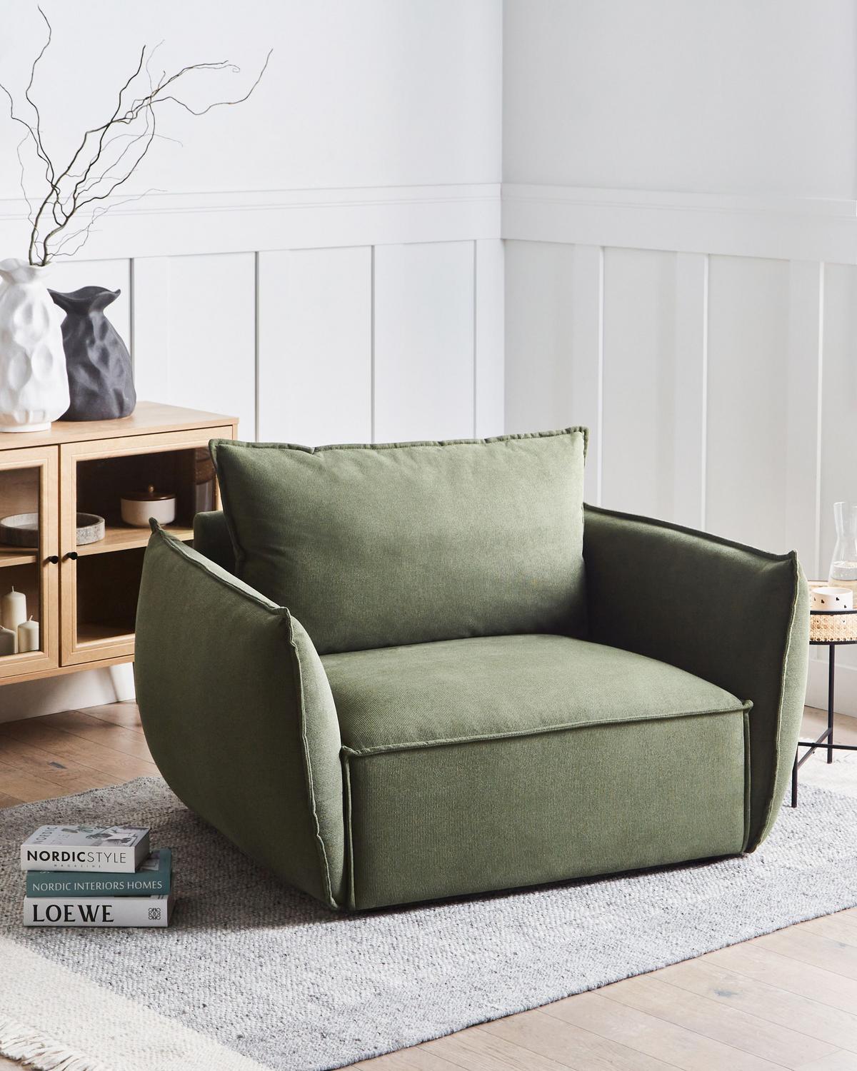 SESSEL Stoff Grün Kunes - Grün, Textil (124/78/94cm) - Beliani
