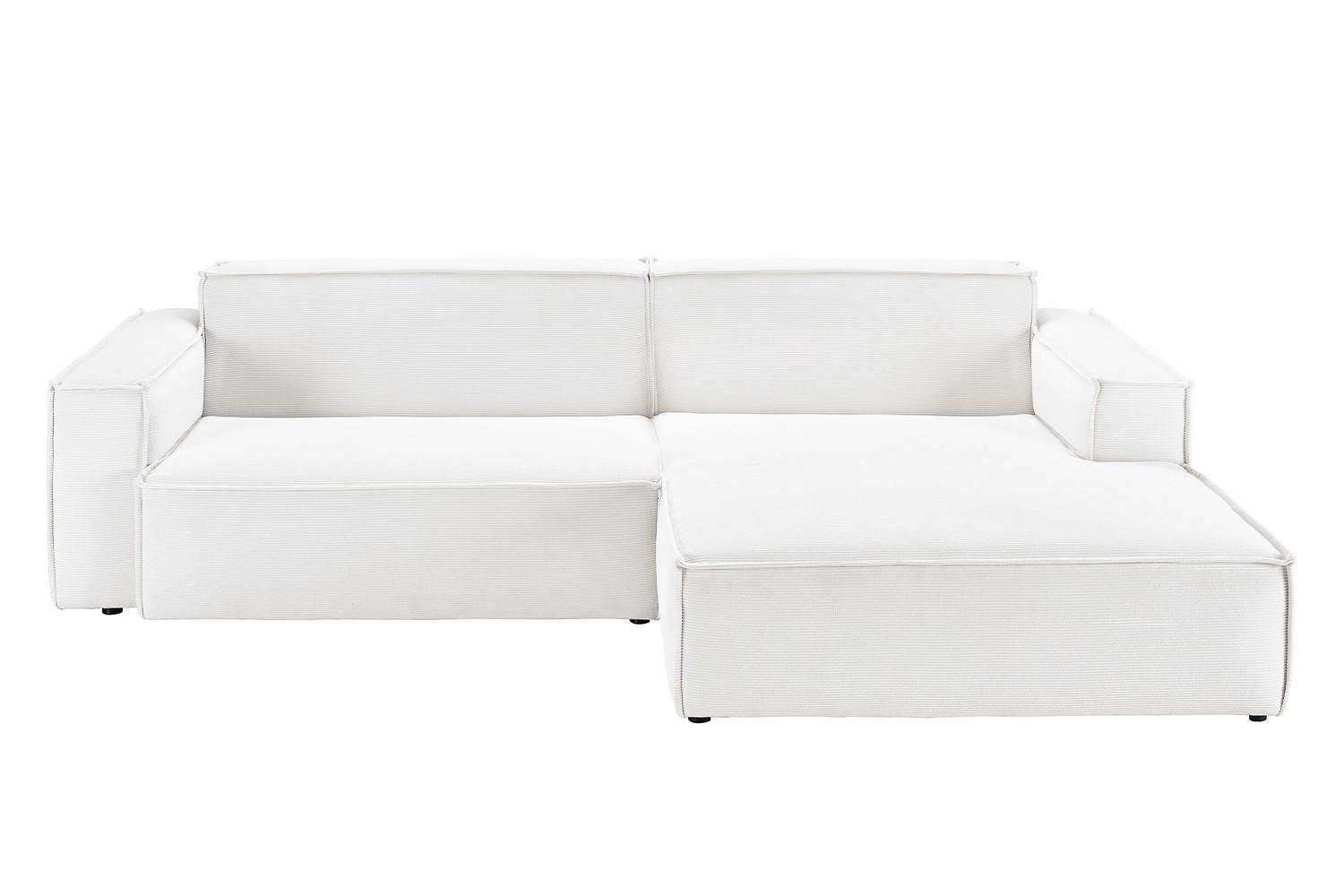 ECKSOFA SAMU Weiß Cord - Schwarz/Weiß, Textil (276/168cm) - KAWOLA