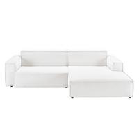 ECKSOFA SAMU Weiß Cord - Schwarz/Weiß, Textil (276/168cm) - KAWOLA