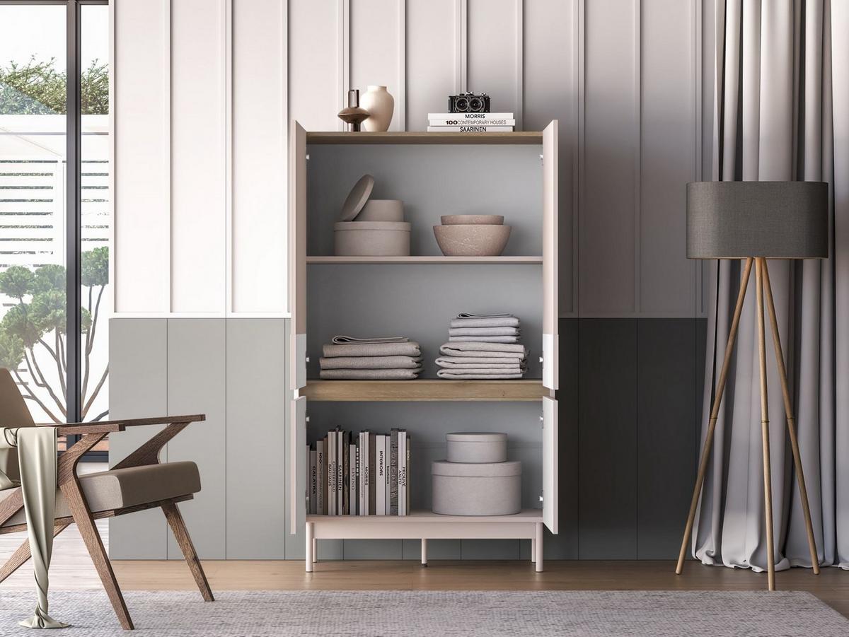 HIGHBOARD Dunea Kaschmirgrau/Eichenholzoptik 92 cm - Taupe, Holzwerkstoff/Metall (92/156/40cm) - Selsey