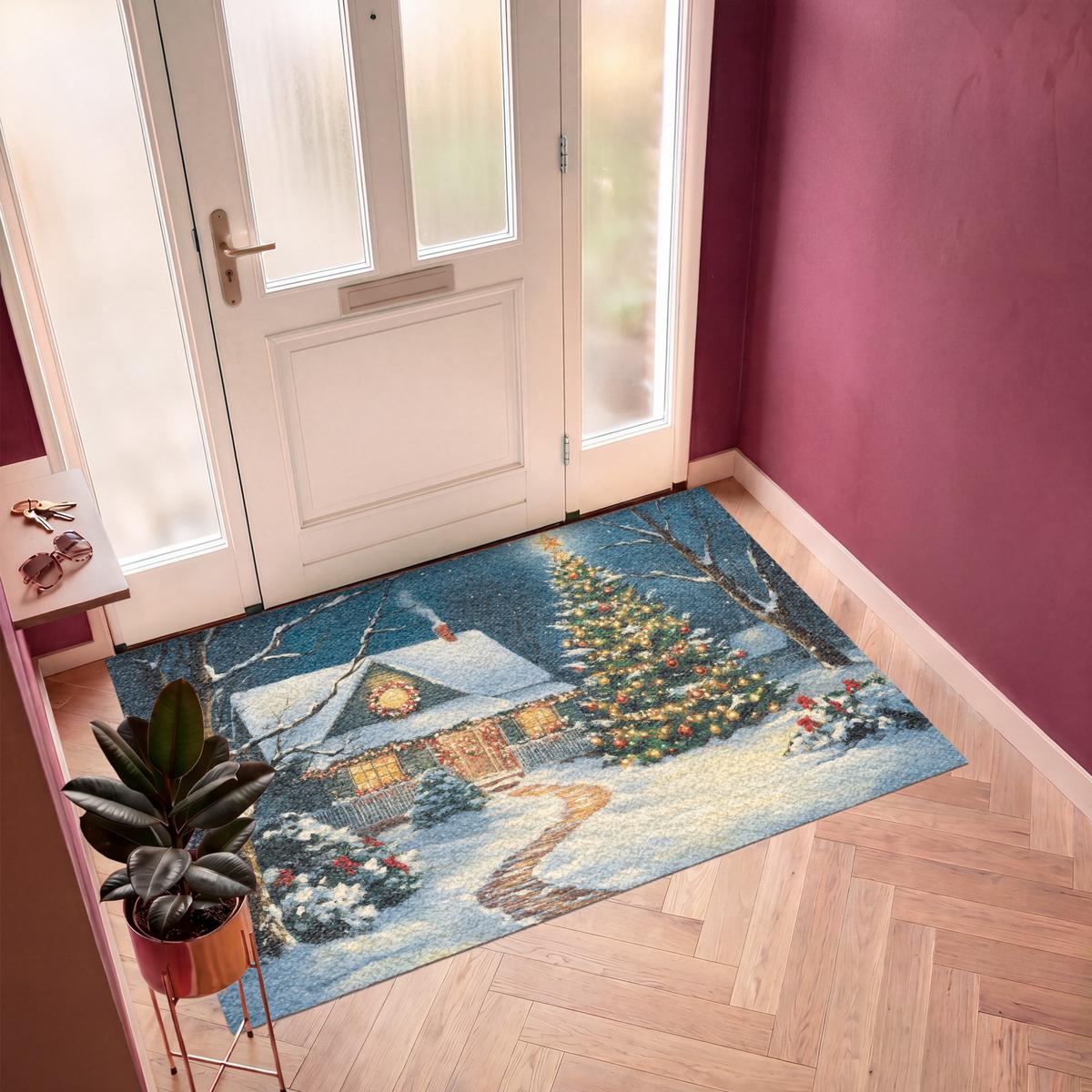 FUSSMATTE Weihnachten - Weihnachtsbaum - Winter - Zuhause - Schnee Schmutzfänger 180x120 cm - Multicolor, Kunststoff (180/0.4cm) - MuchoWow