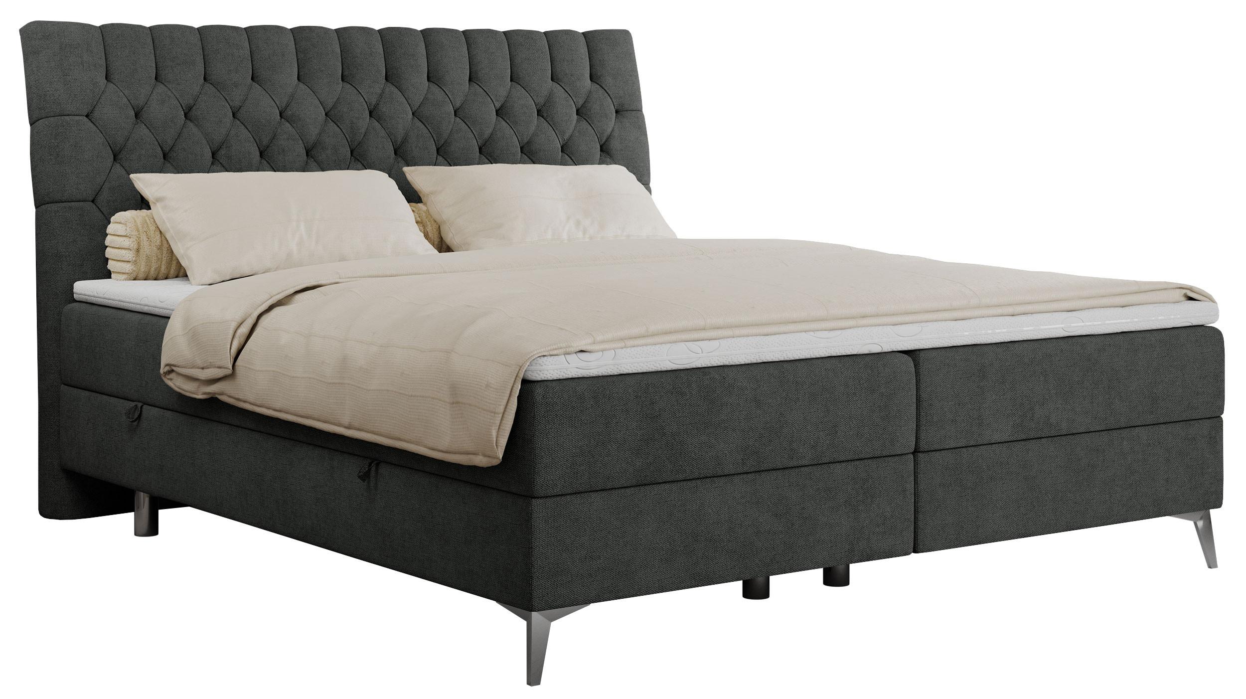 BOXBETT MILEN 160/200 Dunkelgrau Struktur - H3 - Dunkelgrau, Holz/Textil (160/200cm) - MKS