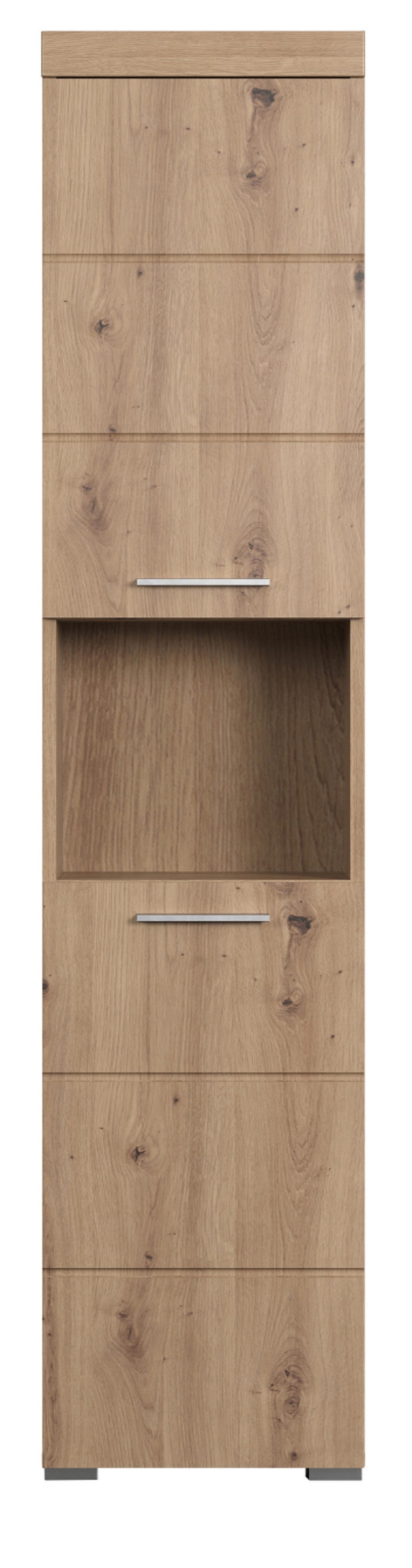 HOCHSCHRANK Asteiche 37 x 190 cm, Badschrank 2-türig - Eichefarben, Holzwerkstoff/Kunststoff (37/190/31cm) - Top.Furn