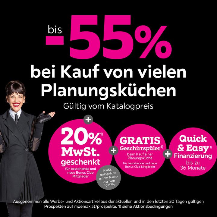 -55% bei Kauf von Planungsküchen + 20% MwSt. geschenkt