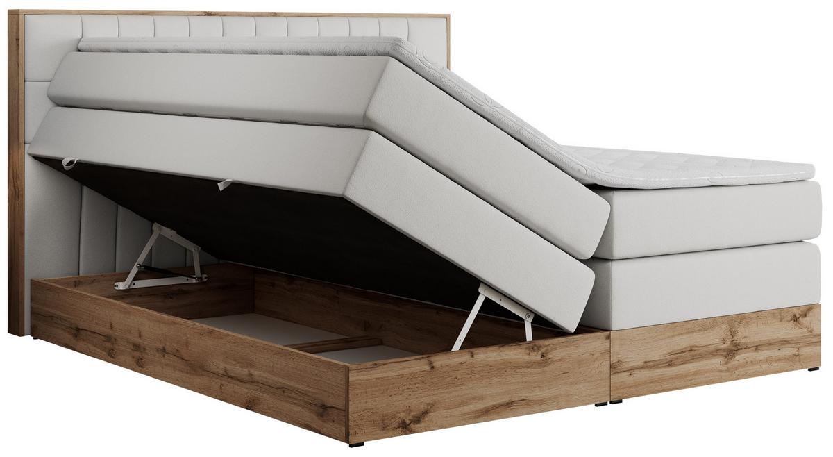 BOXSPRINGBETT AMORE KING 160/200 Weiß Kunstleder - H4 - Weiß, Holz/Textil (160/200cm) - MKS