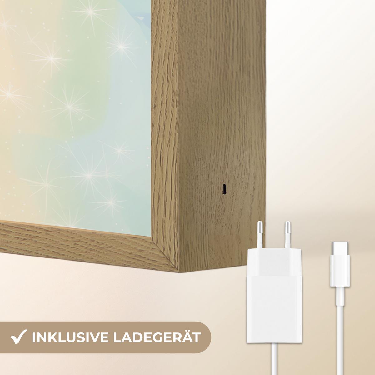 NACHTTISCHLAMPE MIT AKKU Einhorn - Glitzer - Regenbogen - Pastell 100x70 cm - Hellrosa, Holzwerkstoff (8/100/70cm) - OnlyWow