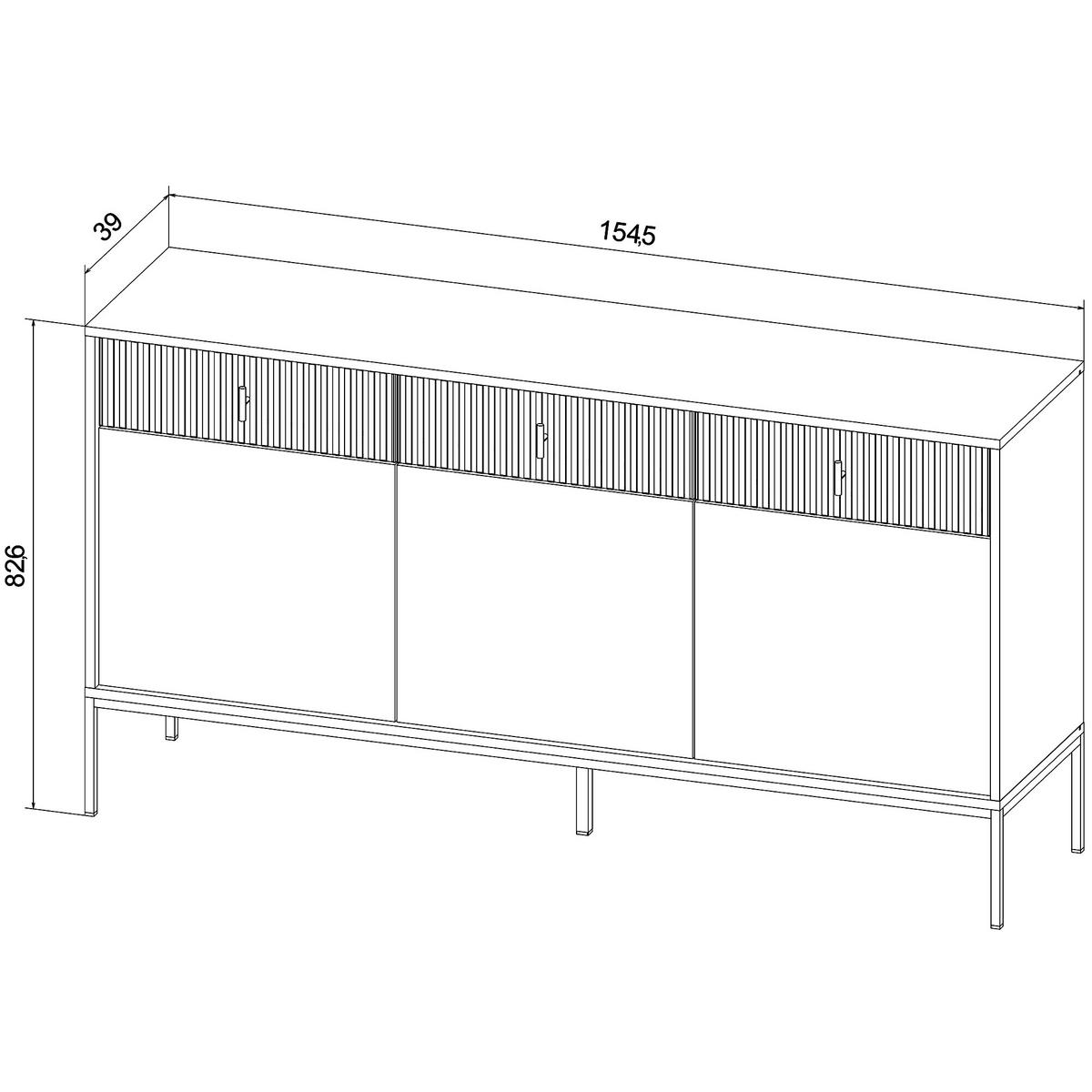 KOMMODE Marvello mit 3 Türen und 3 Schubladen, Kaschmir+Schwarz - Kaschmir/Schwarz, Holzwerkstoff/Metall (154/83/39cm) - Beautysofa