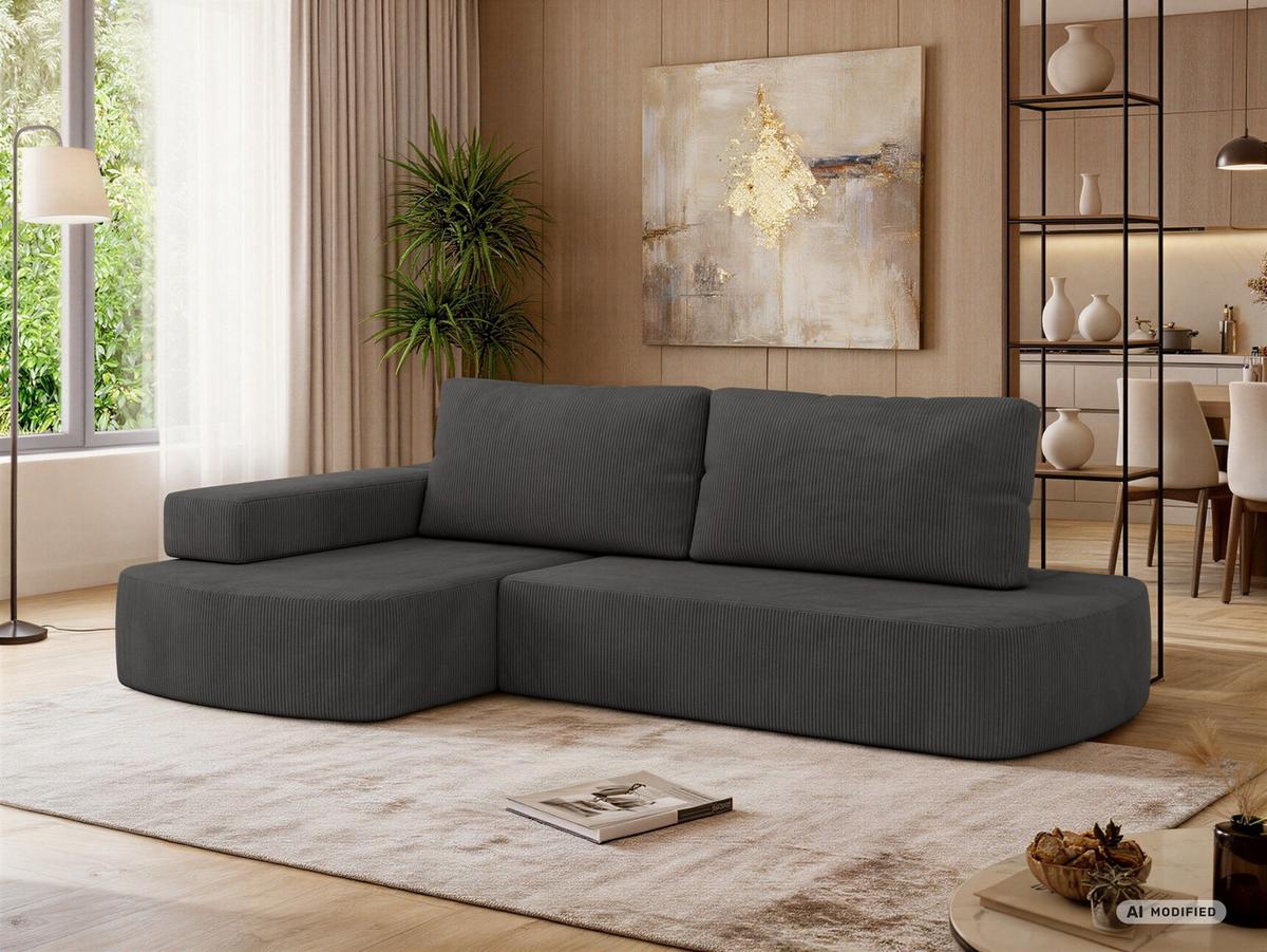 ECKSOFA LIRENA L Cord Anthrazit - Links - Anthrazit, Textil (160/260cm) - MKS