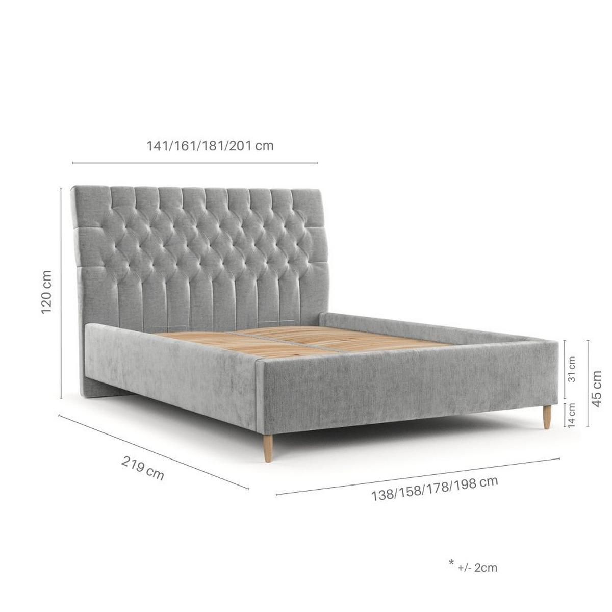 POLSTERBETT Lira 120/200 cm Anthrazit im Lotta Stoff - Anthrazit/Naturfarben, Holz/Holzwerkstoff (120/200cm) - AltaBeds