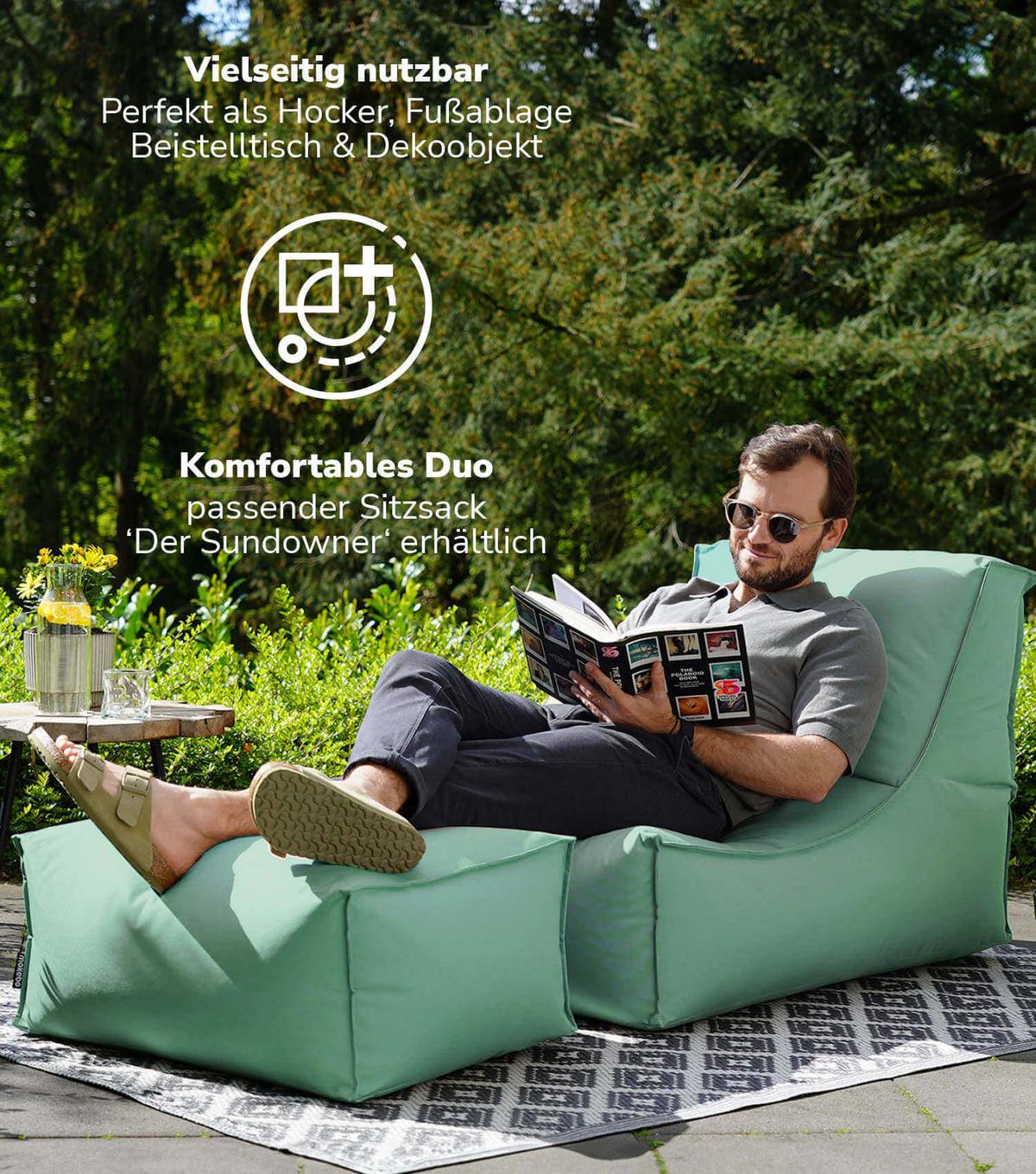 OUTDOOR POUF Der Ruhestifter - Mintgrün, Textil (60/30/50cm) - Mokebo
