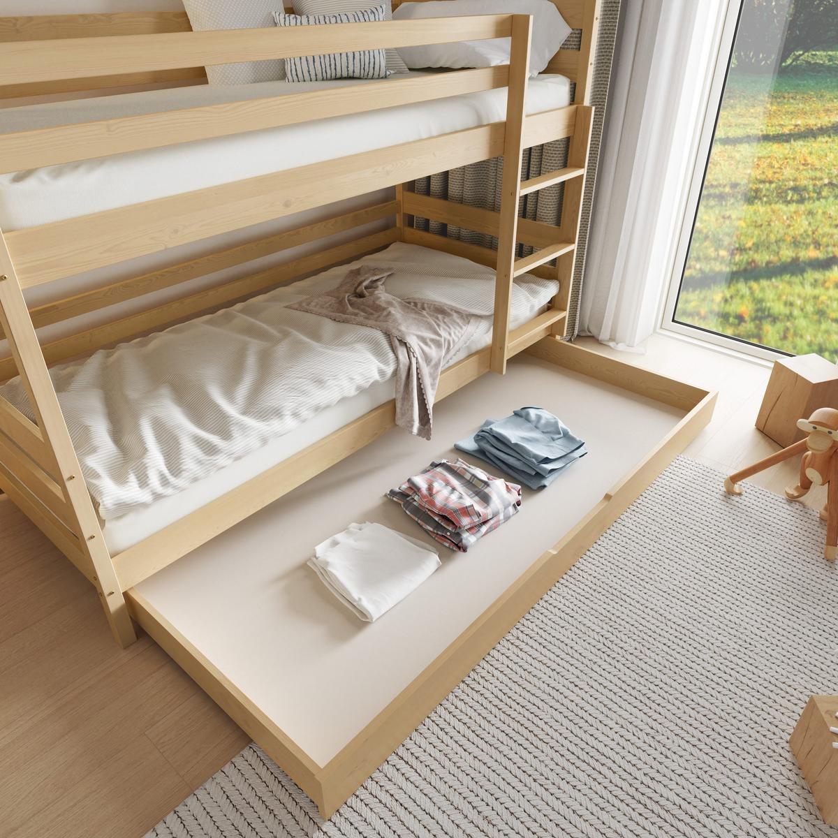 ETAGENBETT SIMBA mit Bettkasten 80x190 cm Kieferfarben - Kieferfarben, Holz (80/190cm) - MASSENO
