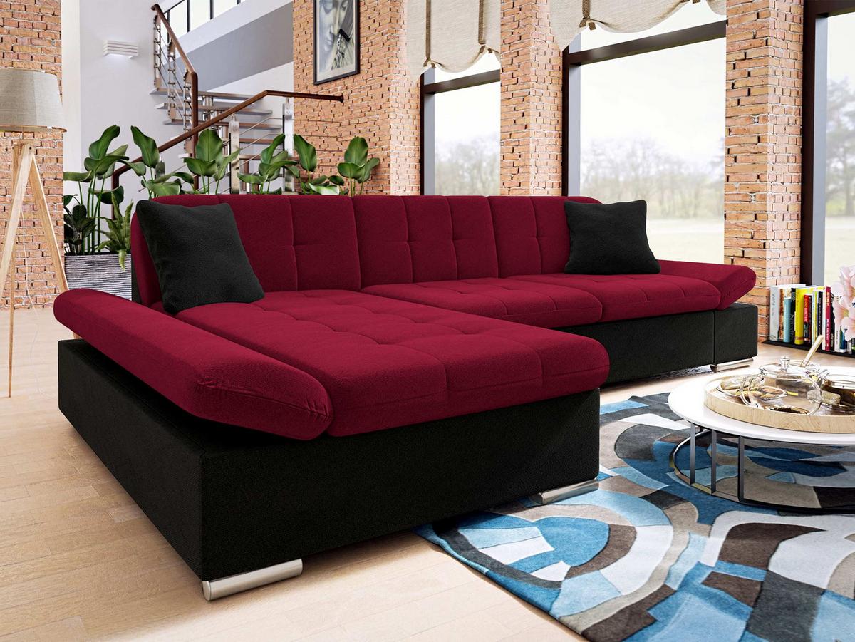 ECKSOFA Montana, Seite: Links - Rot/Schwarz, Holz/Textil (278/161cm) - MIRJAN24