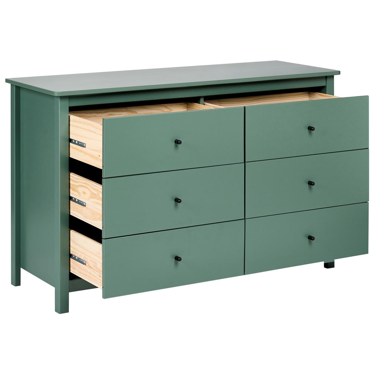 KOMMODE mit 6 Schubladen Kiefernholz Grün Barcaldine - Grün, Holz (130/82/45cm) - Beliani
