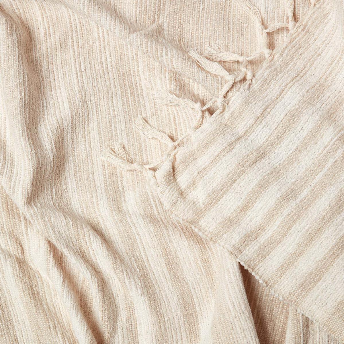 WOHNDECKE Chenille 150/200 cm, 100% Baumwolle gestreift - Beige, Textil (150/200cm) - Homescapes