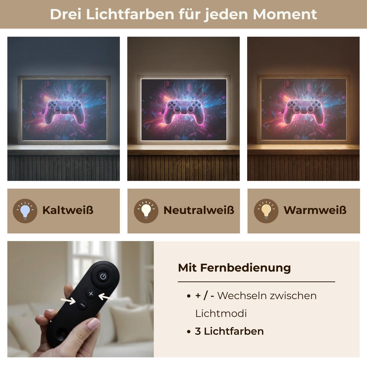 WANDLEUCHTE MIT AKKU Controller - Neon - Explosion - Abstrakt 40x30 cm - Violett, Holzwerkstoff (40/30/8cm) - OnlyWow