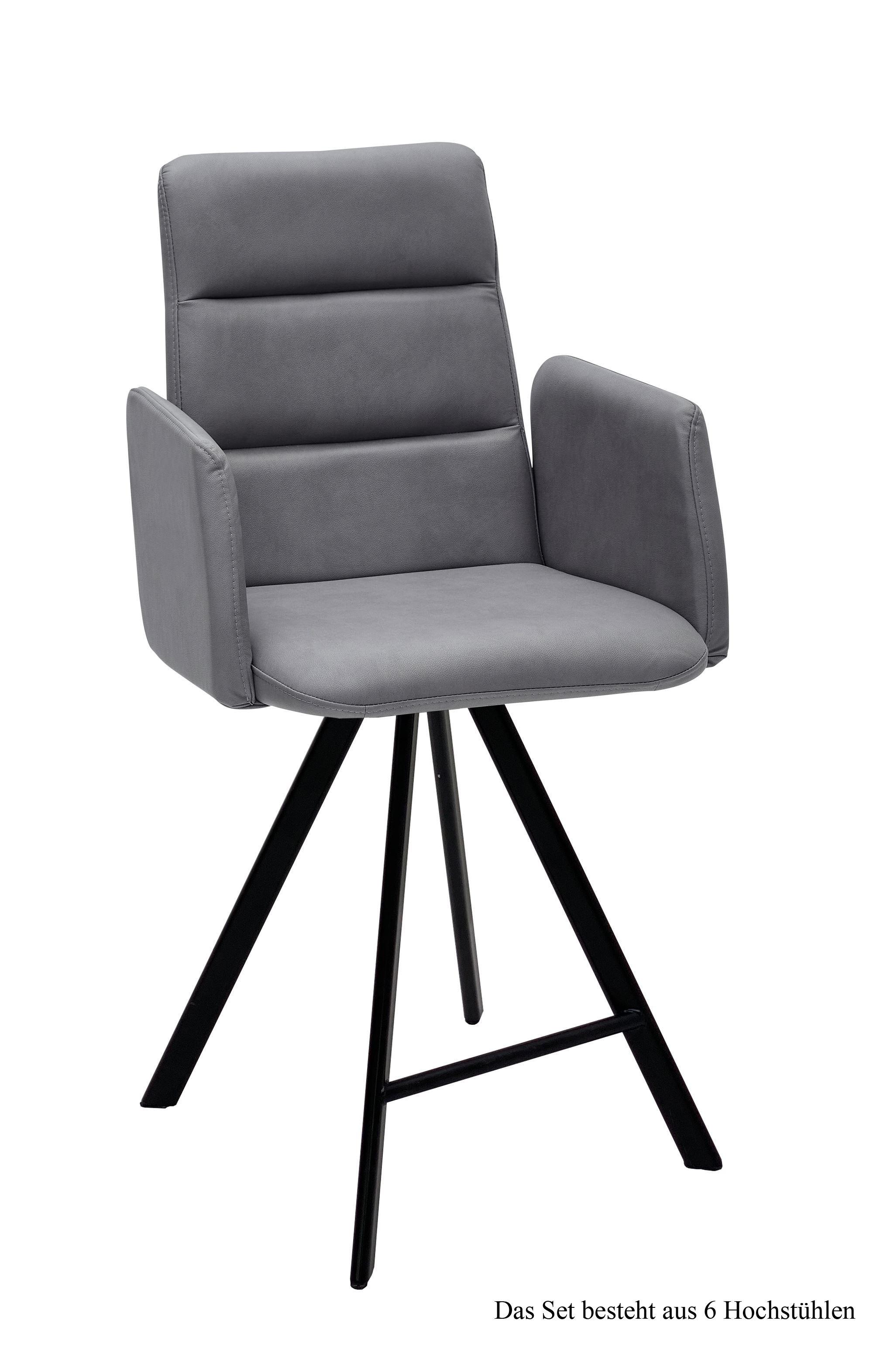THEKENSTUHL drehbar (6er-Set) Devonna 52x109x60 Schwarz/Grau - Schwarz/Grau, Kunststoff (60/109/52cm) - 58aufmkessel