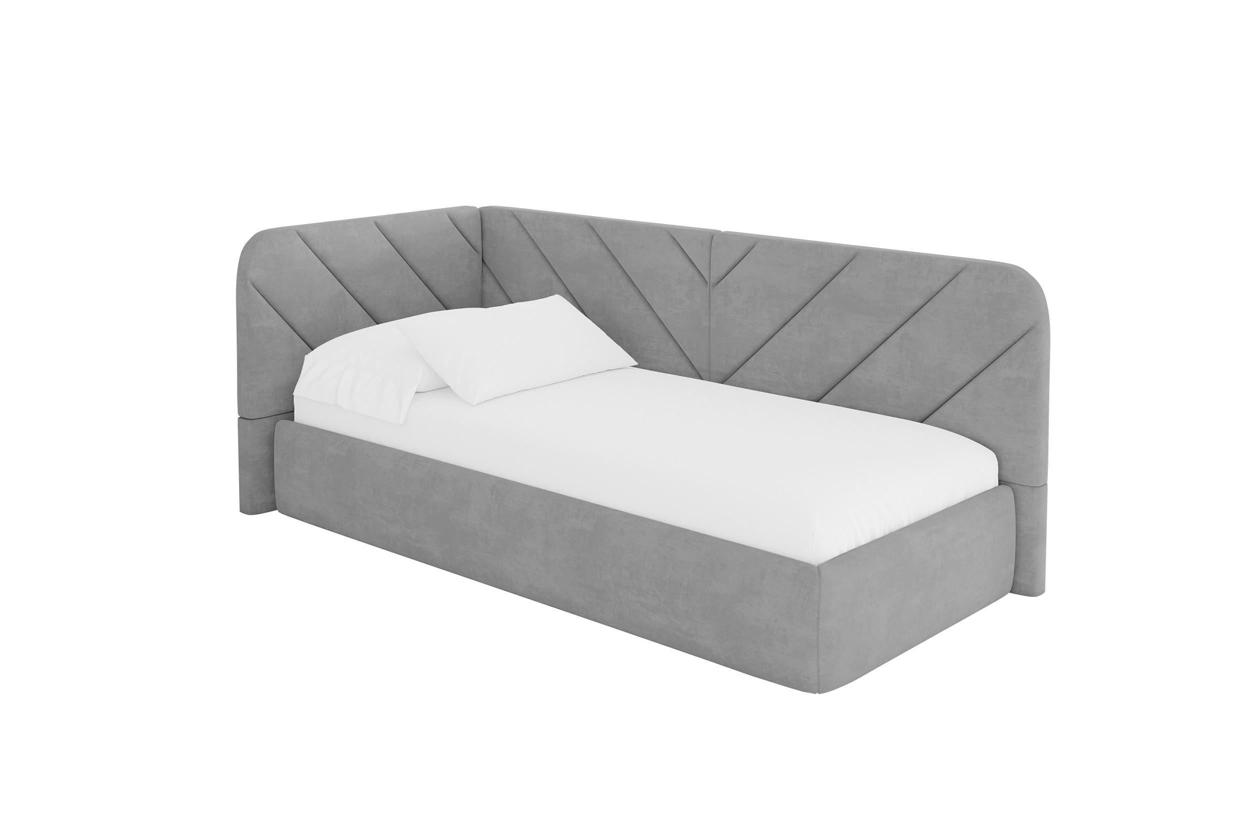 EINZELLBETT Jugendbett mit Bettkasten und Matratze H3/H4, Rechts - FIKY 90x200 Grau - Silberfarben, Holzwerkstoff/Textil (90/200cm) - ALTDECOR