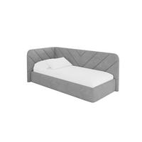 EINZELLBETT Jugendbett mit Bettkasten und Matratze H3/H4, Rechts - FIKY 90x200 Grau - Silberfarben, Holzwerkstoff/Textil (90/200cm) - ALTDECOR