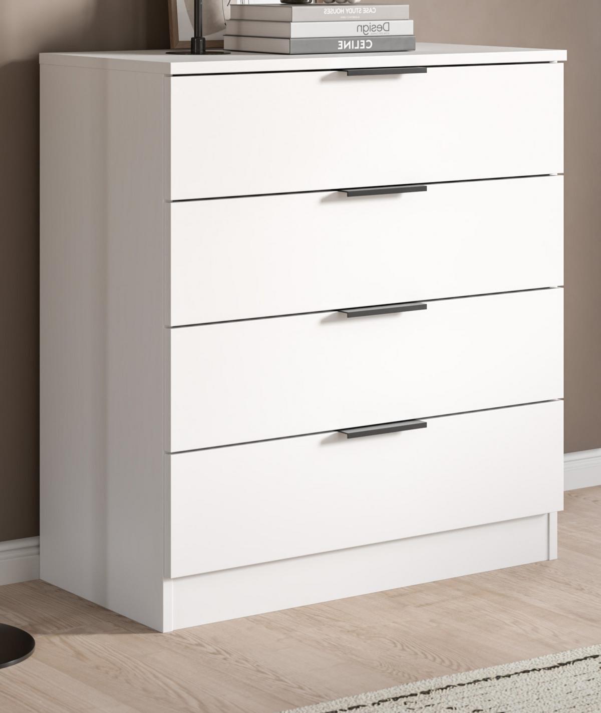 KOMMODE weiß 74 x 80 cm, Schubladenkommode mit 4 Schubkästen - Weiß, Holzwerkstoff/Metall (74/80/35cm) - Inn.Furn