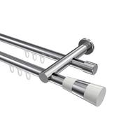 GARDINENSTANGE INNENLAUF Platon Tanara 320 cm (geteilt in 2 x 160 cm), 2-läufig, 20 mm Ø Chrom - Chromfarben/Weiß, Metall (320cm) - INTERDECO