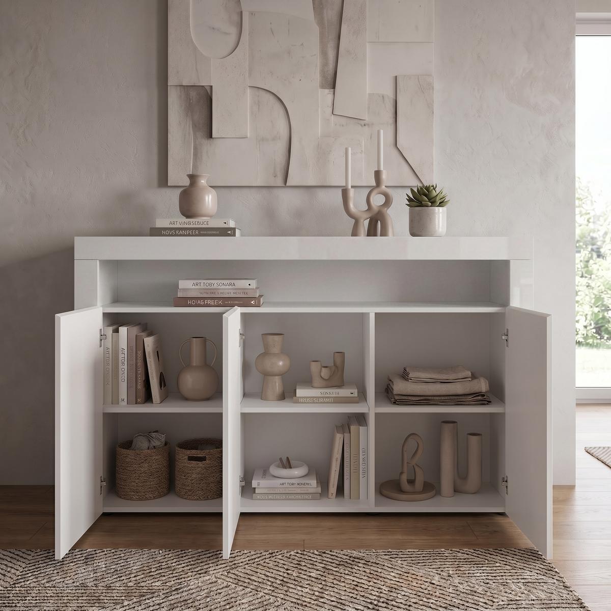 SIDEBOARD Valencia Eiche sägerau / Eiche sägerau - Eiche San Remo, Holzwerkstoff (155/92/40cm) - Vladon