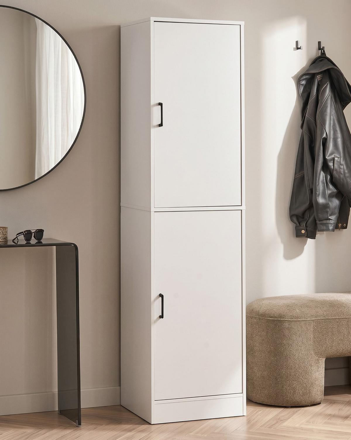 SCHUHSCHRANK Weiß Canberra - Weiß, Holzwerkstoff (43/170/40cm) - Beliani