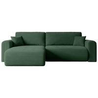 ECKSOFA mit Schlaffunktion und Bettkasten ORRO-L - 272x145x83 cm Grün Cord - Schwarz/Grün, Holzwerkstoff/Kunststoff (272/145cm) - ALTDECOR