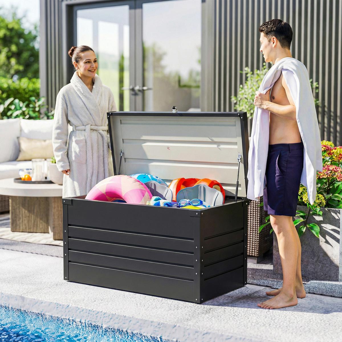 GARTENBOX Verzinkter Stahl Grau - Grau, Metall (61/62/120cm) - Outsunny