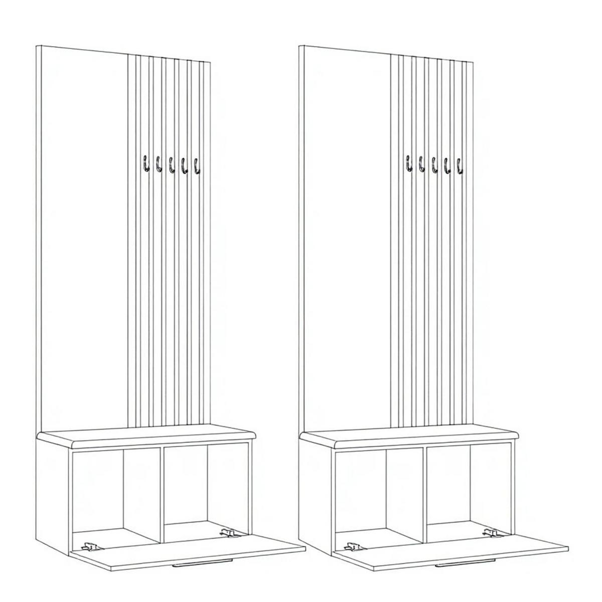 GARDEROBENSCHRANK MODULO 161,2/204/40 cm Modern Garderobe-Set Schwarz - Schwarz/Grau, Holzwerkstoff (161.2/204/40cm) - MASSENO