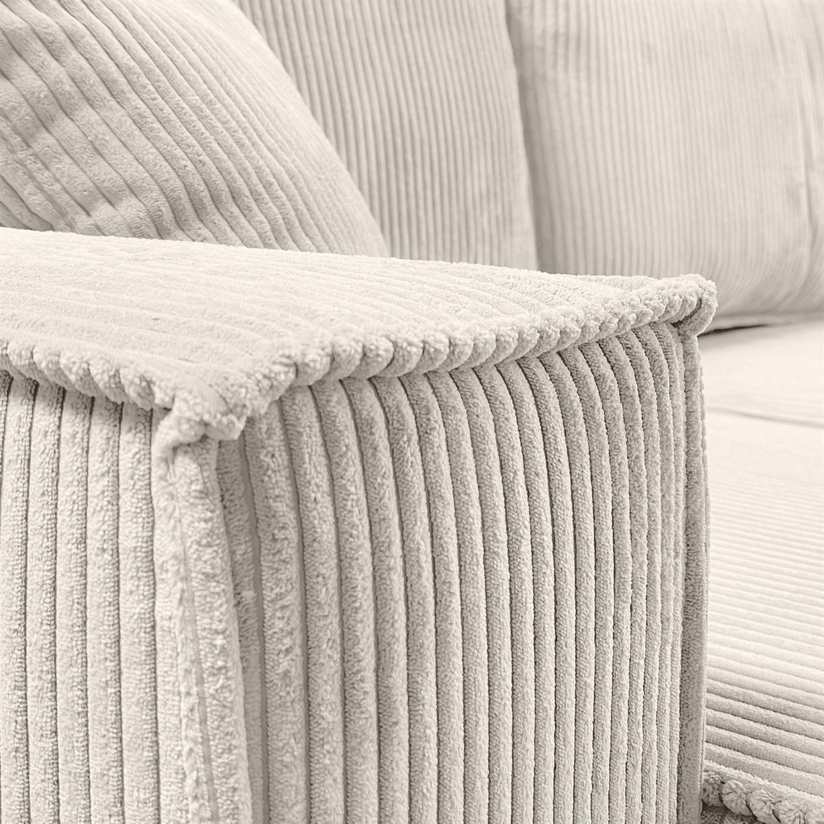 ECKSOFA Gepolstertes CARLO XL Cord mit Schlaffunktion und Bettkasten, Poso 100 - Ecru, Textil (277/143cm) - Lookway