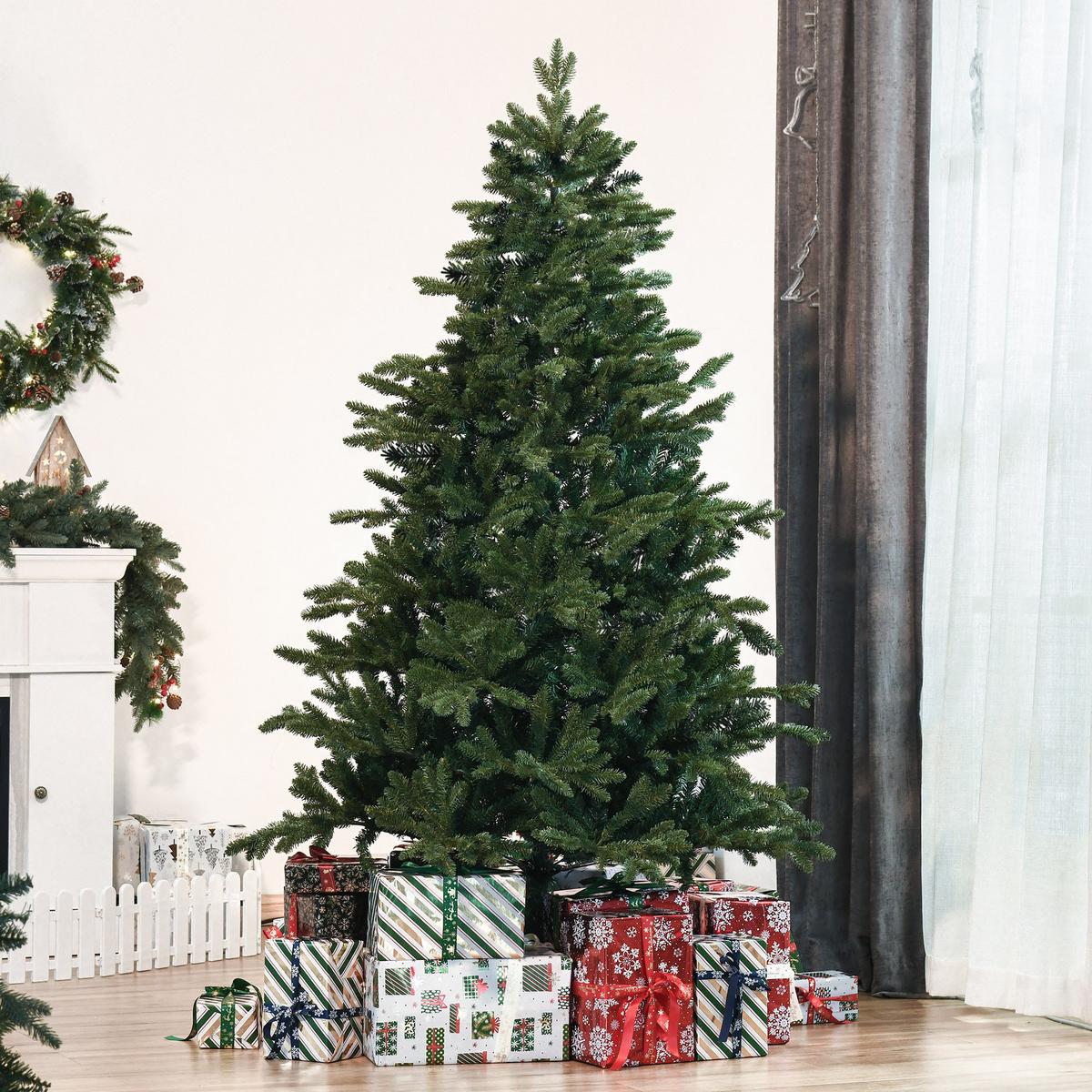 KÜNSTLICHER Weihnachtsbaum Tannenbaum zusammenklappbar und abnehmbar Grün - Grün, Kunststoff (180cm) - HOMCOM