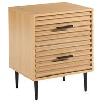 NACHTTISCH mit 2 Schubladen Hellbraun Keith - Hellbraun, Holzwerkstoff (40/48/60cm) - Beliani