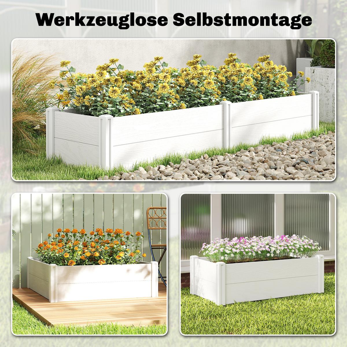 HOCHBEET Kunststoff Weiß - Weiß, Kunststoff (54/33/197cm) - Outsunny