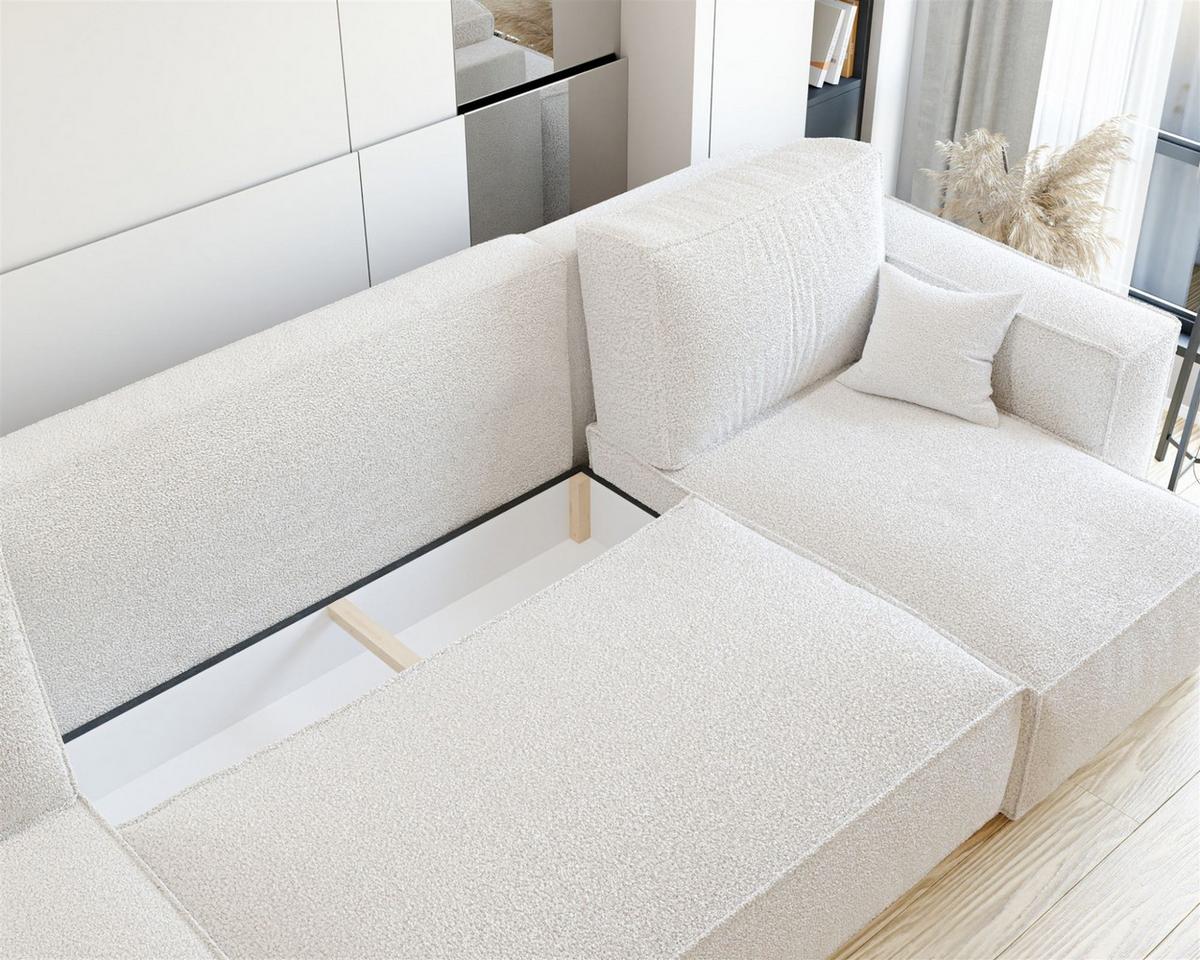 WOHNLANDSCHAFT Adara Schlaffunktion - Creme, Holzwerkstoff/Textil (312/83/145cm) - Fun Möbel