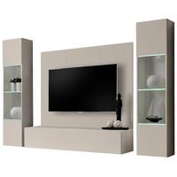 WOHNWAND Kaschmir 4-teilig 260 cm hängend, Schrankwand mit LED und Push-to-Open - Kaschmir, Glas/Holzwerkstoff (260/170/40cm) - Inn.Furn