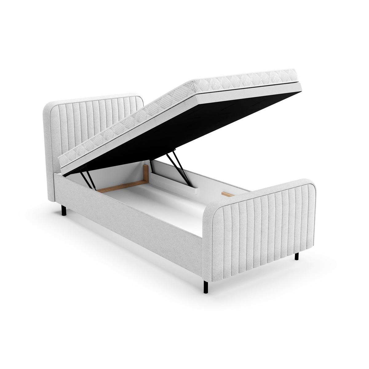 POLSTERBETT Lami 90x200, Einzelbett mit Bettkasten und Schaumstoffmatratze 10 cm, Hellgrau - Hellgrau/Schwarz, Textil/Metall (90/200cm) - Beautysofa