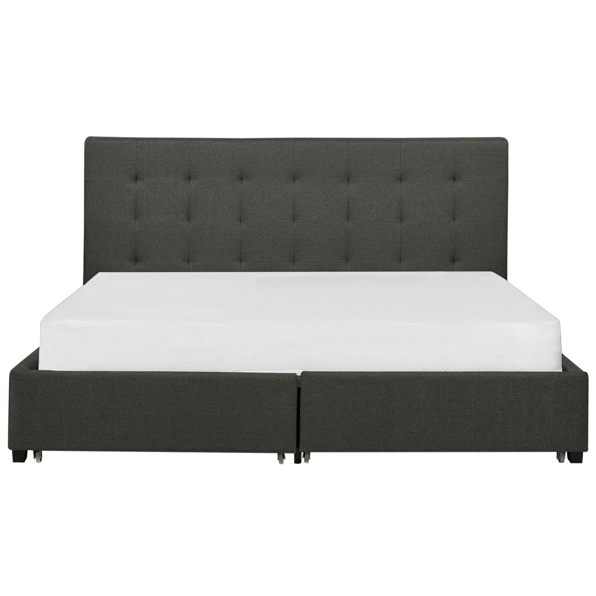 BETT mit Schubladen 180/200 cm Stoff Dunkelgrau La Rochelle - Dunkelgrau, Textil (180/200cm) - Beliani