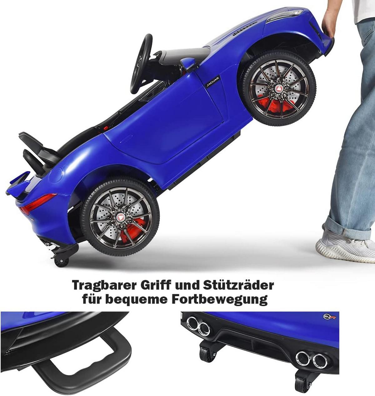 KINDERAUTO Jaguar 12V Elektro Blau - Blau, Kunststoff (66/107.5/50cm) - COSTWAY