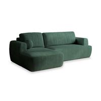 ECKSOFA SENTI P L-S Grün Kordstoff mit Schlaffunktion - Schwarz/Grün, Holz/Kunststoff (246/148cm) - MASSENO