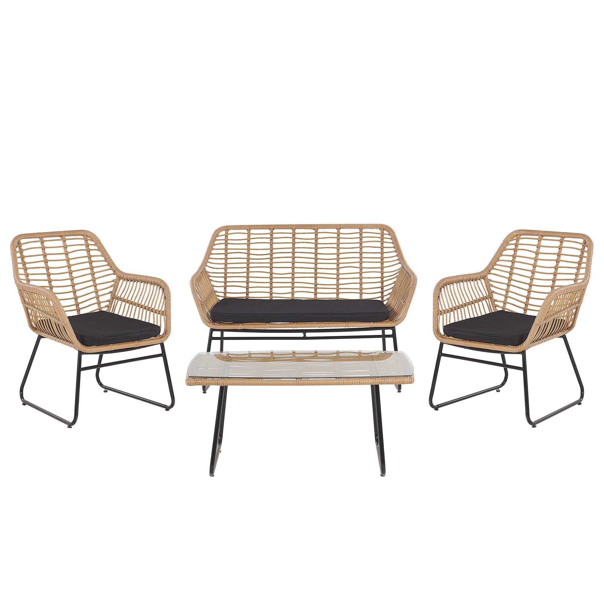 LOUNGE-SET 4-sitzer Rattan Beige Minori - Beige, Kunststoff - Beliani
