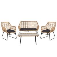 LOUNGE-SET 4-sitzer Rattan Beige Minori - Beige, Kunststoff - Beliani