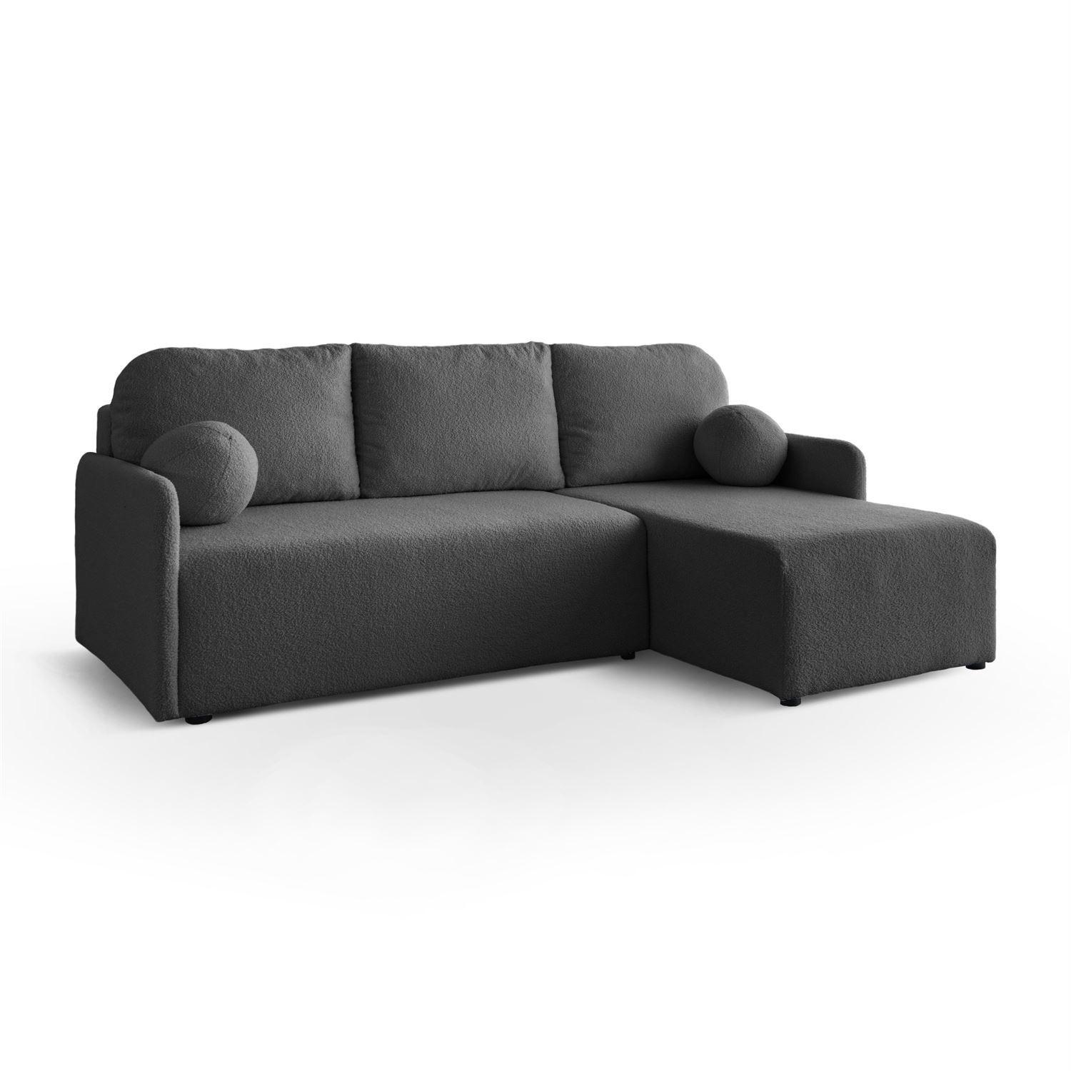 ECKSOFA CUDDLE mit Schlaffunktion und Bettkasten, Quelle 92 - Dunkelgrau, Textil (213/145cm) - Lookway
